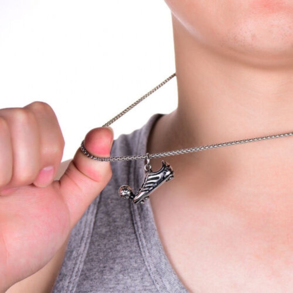 Silver Soccer Cleat & Ball Necklace, Football, Futball Pendant - MLS, World Cup - Picture 6 of 6